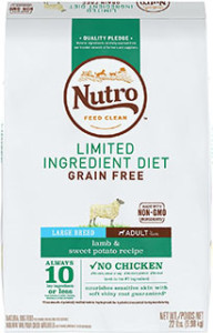 Nutro Limited Ingredient Diet Adult - •	Best grain-free dog food for skin allergies